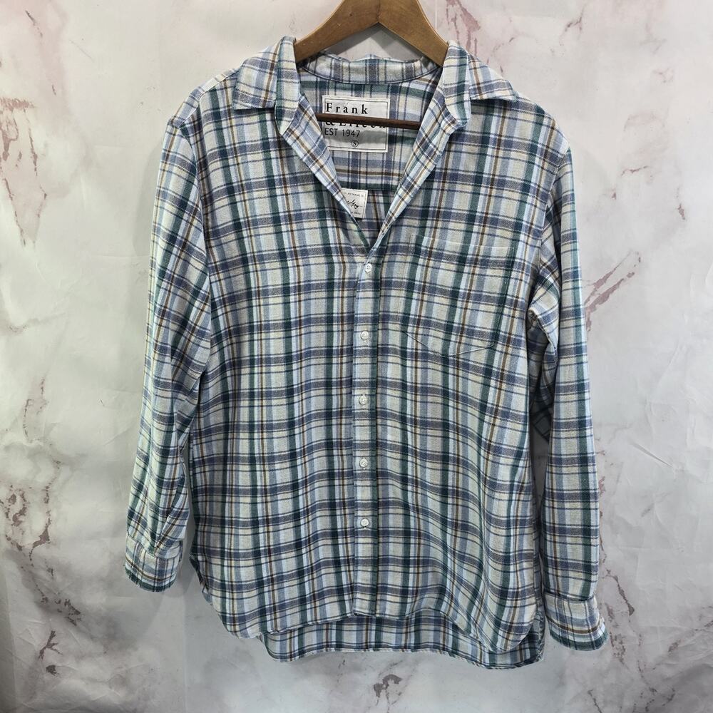 Frank And Eileen Shirt Womens Small Blue Flannel Button Up Plaid Joedy